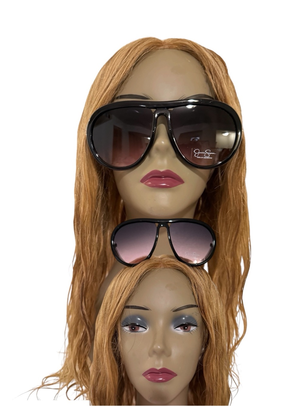 Jessica Simpson Black Frame Sunglasses with Gradient Pink-Gray Lenses